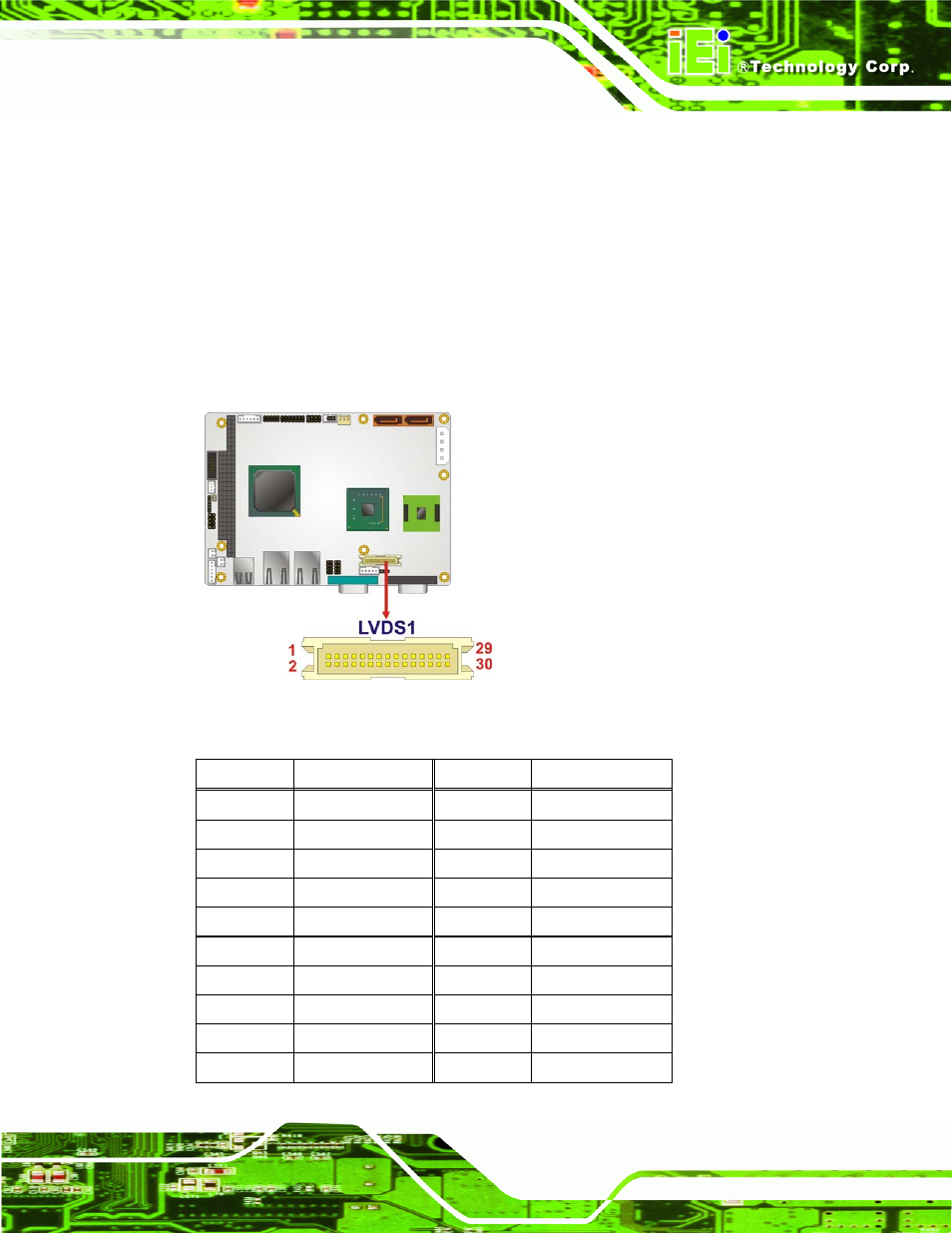 11 lvds lcd connector, Figure 3-13: lvds lcd connector pinout locations | IEI Integration WAFER-945GSE2 v2.00 User Manual | Page 42 / 177