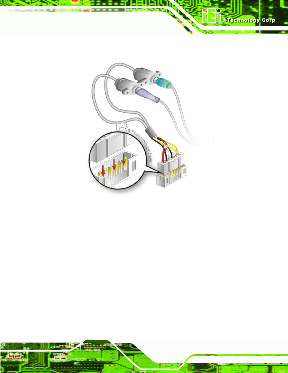 Figure 4-10: keyboard/mouse y-cable connection | IEI Integration WAFER-945GSE2 v2.00 User Manual | Page 68 / 177