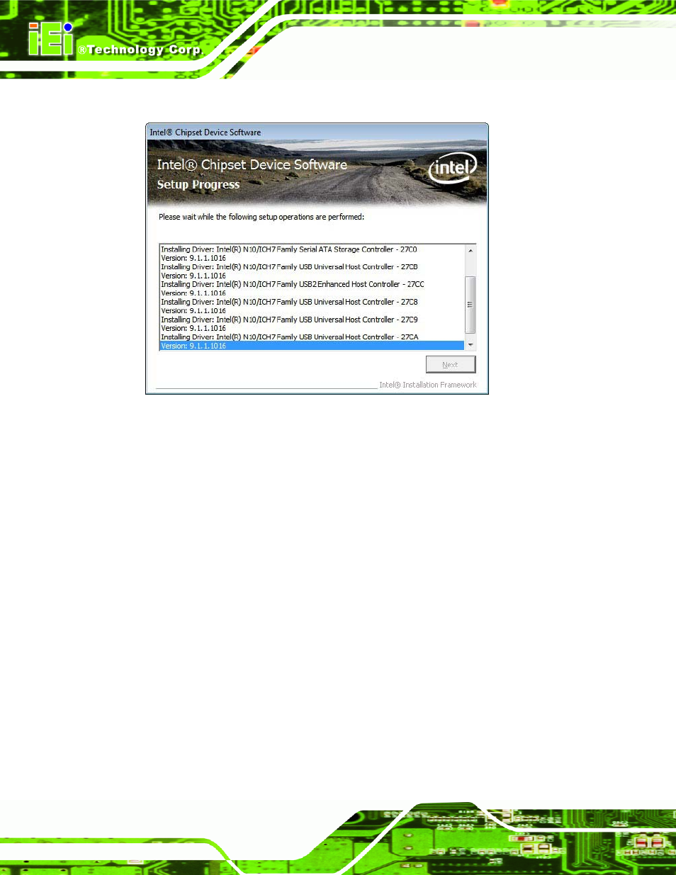Figure 6-7: chipset driver setup operations | IEI Integration WAFER-CV-D25501_N26001 User Manual | Page 113 / 181