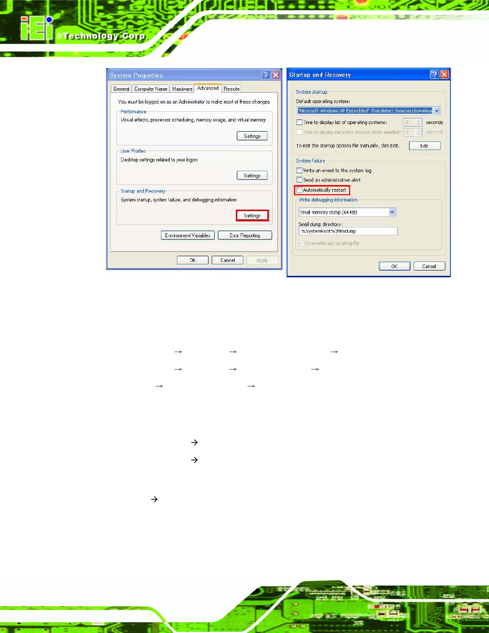 Figure b-43: disable automatically restart | IEI Integration WAFER-CV-D25501_N26001 User Manual | Page 163 / 181