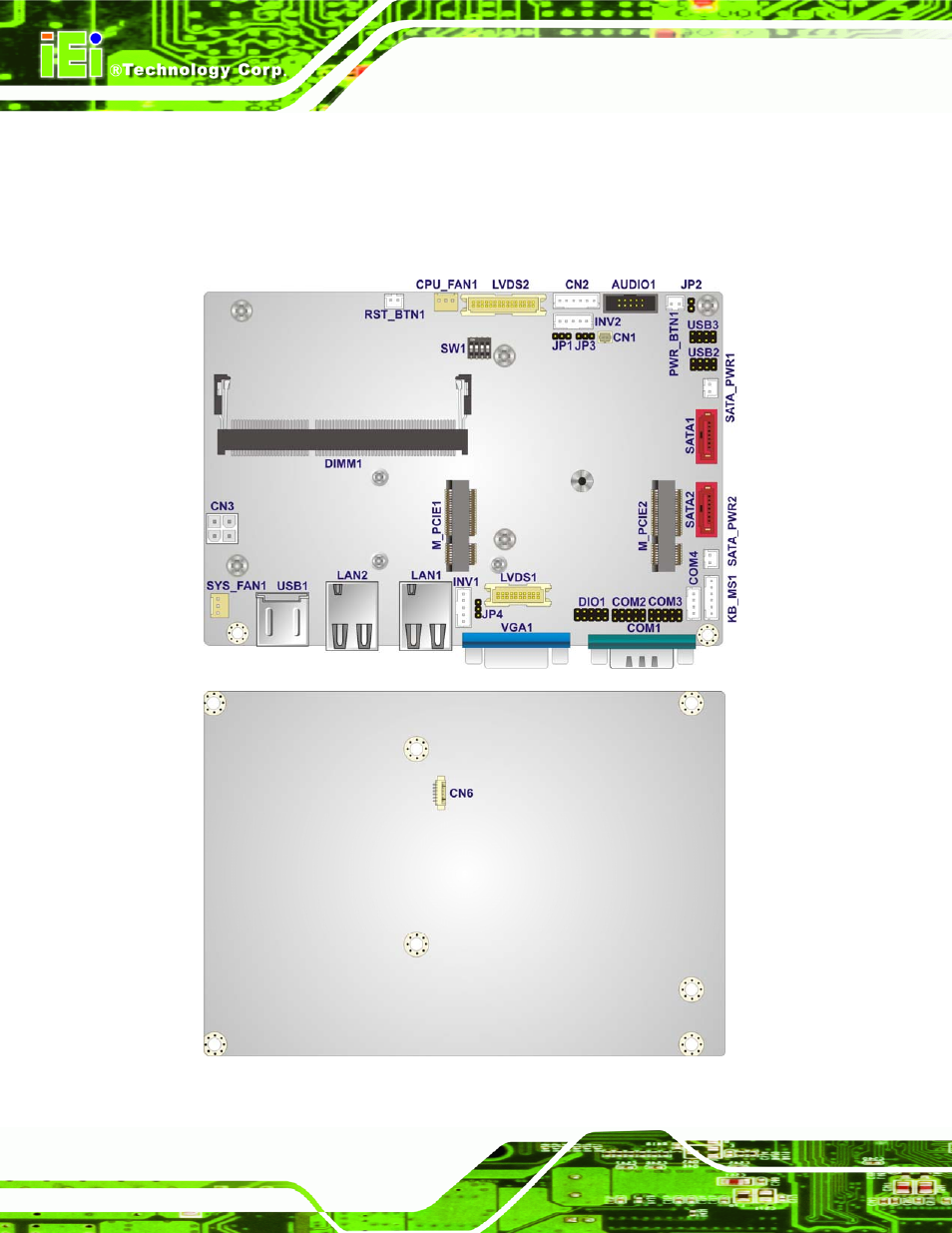 1 peripheral interface connectors, 1 wafer-cv-d25501/n26001 layout, Eripheral | Nterface, Onnectors, Figure 3-1: connectors and jumpers | IEI Integration WAFER-CV-D25501_N26001 User Manual | Page 29 / 181