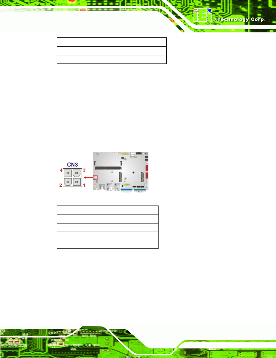 2 12 v power connector, 3 audio connector, Figure 3-3: 12 v power connector location | Table 3-3: 5 v sata power connector pinouts, Table 3-4: 12 v power connector pinouts | IEI Integration WAFER-CV-D25501_N26001 User Manual | Page 32 / 181
