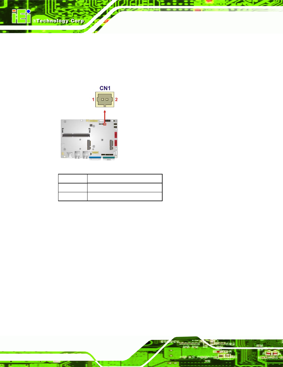 6 digital input/output (dio) connector, Figure 3-6: battery connector location, Table 3-7: battery connector pinouts | IEI Integration WAFER-CV-D25501_N26001 User Manual | Page 35 / 181