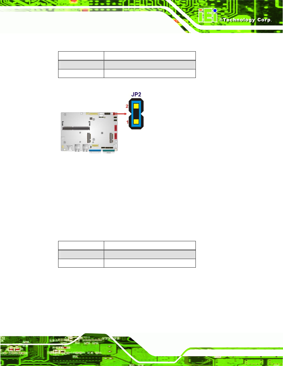 2 clear cmos jumper, Figure 4-2: at/atx power selection jumper location, Table 4-2: at/atx power selection jumper settings | Table 4-3: clear cmos jumper settings | IEI Integration WAFER-CV-D25501_N26001 User Manual | Page 58 / 181