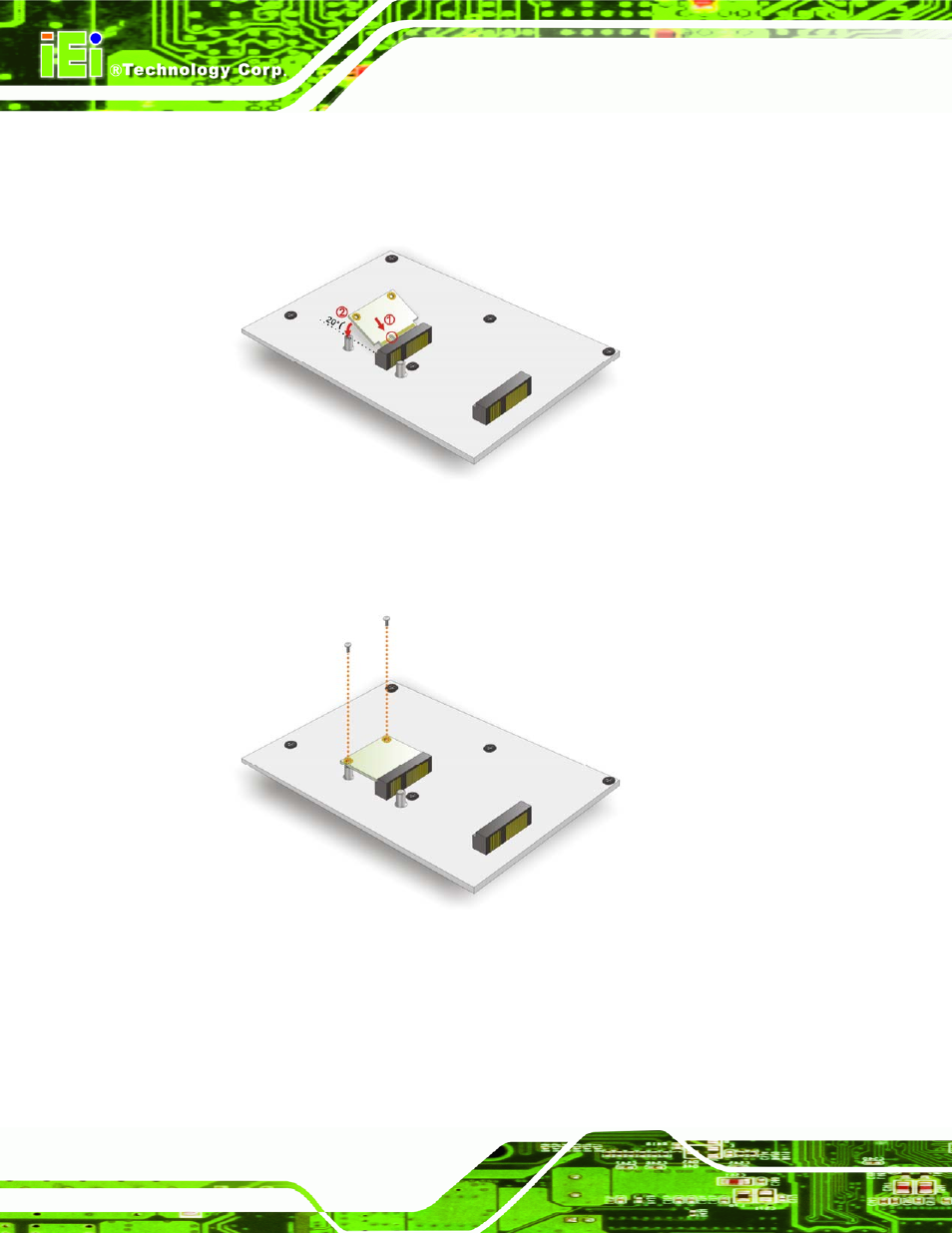 5 sata drive connection, Figure 4-15: secure the half-size pcie mini card | IEI Integration WAFER-CV-D25501_N26001 User Manual | Page 69 / 181