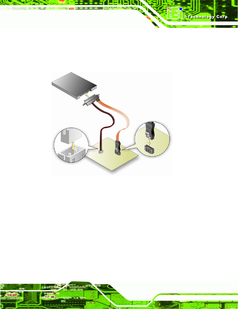 6 single rs-232 cable, Figure 4-16: sata drive cable connection | IEI Integration WAFER-CV-D25501_N26001 User Manual | Page 70 / 181