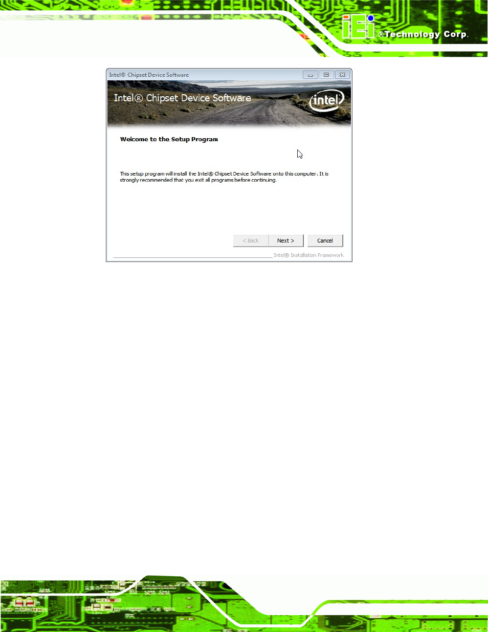 Figure 6-4: chipset driver welcome screen | IEI Integration WAFER-CV-D25502_N26002 User Manual | Page 112 / 182