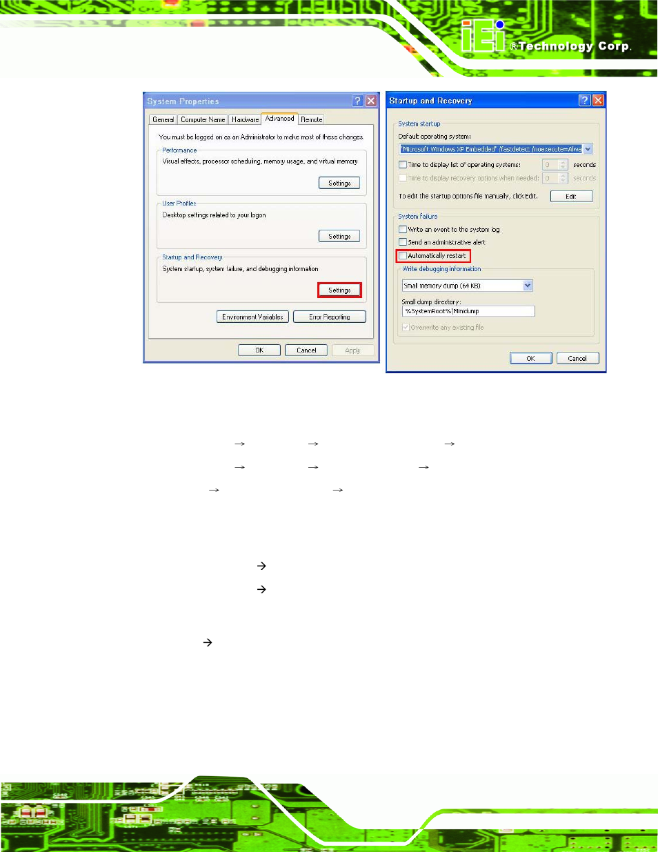 Figure b-43: disable automatically restart | IEI Integration WAFER-CV-D25502_N26002 User Manual | Page 164 / 182
