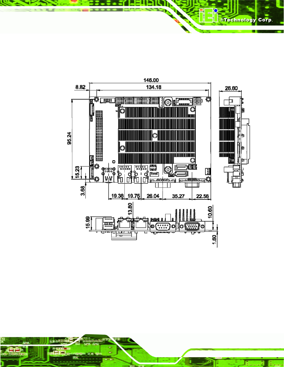 5 dimensions, Imensions, Figure 1-3: wafer-cv-d25502/n26002 dimensions (mm) | IEI Integration WAFER-CV-D25502_N26002 User Manual | Page 20 / 182