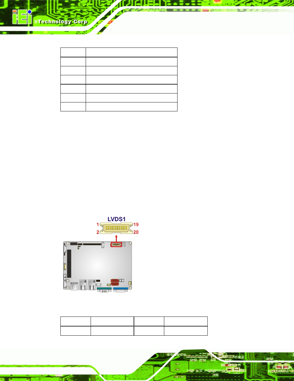 8 lvds connector, Figure 3-9: lvds connector location, Table 3-9: keyboard/mouse connector pinouts | IEI Integration WAFER-CV-D25502_N26002 User Manual | Page 37 / 182