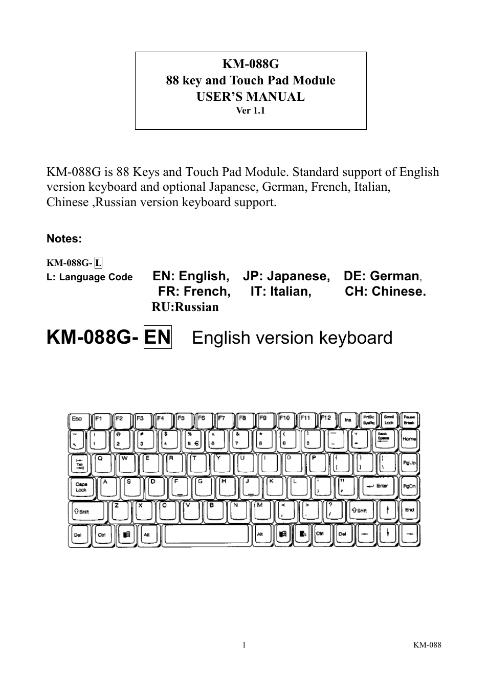 IEI Integration KM-088G User Manual | 5 pages