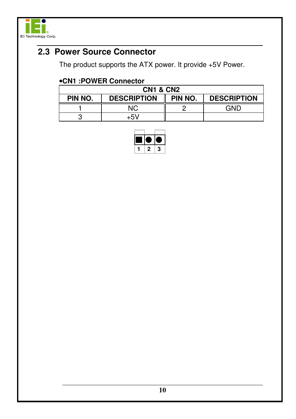 3 power source connector | IEI Integration LVDS24-01 User Manual | Page 10 / 10