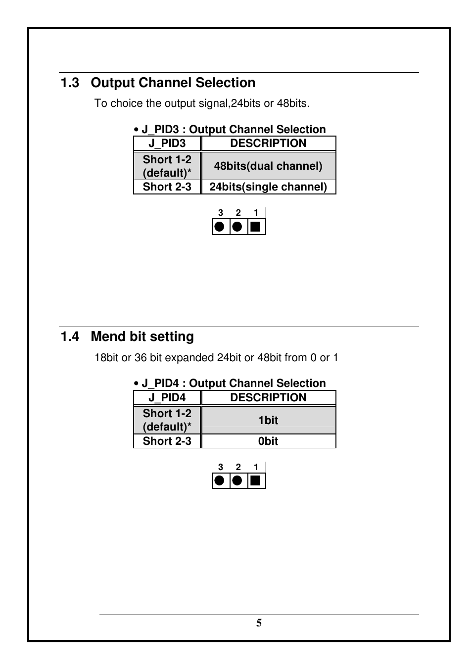 3 output channel selection, 4 mend bit setting | IEI Integration LVDS24-01 User Manual | Page 5 / 10