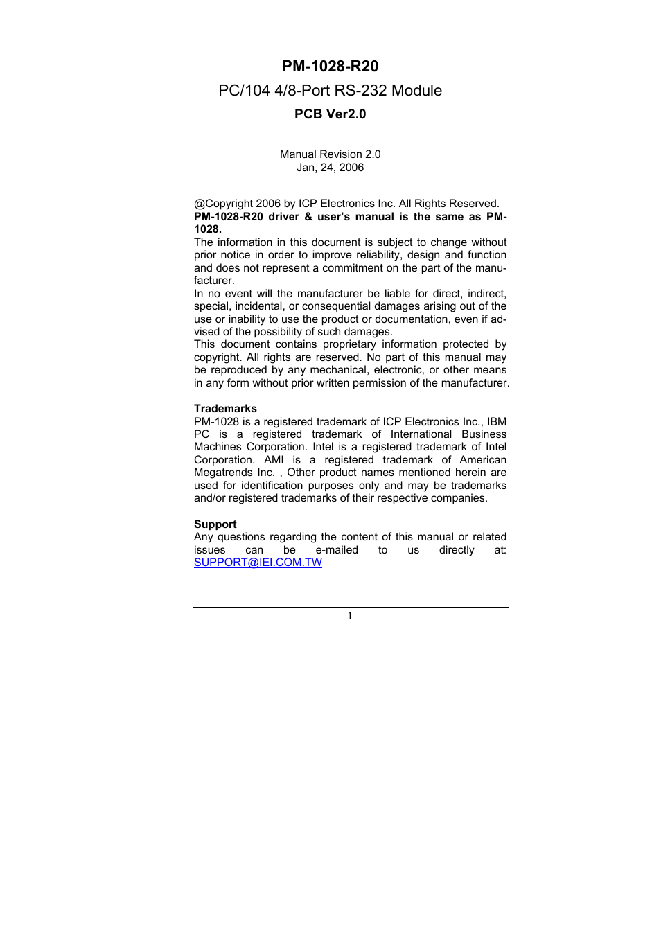 IEI Integration PM-1028 User Manual | 26 pages