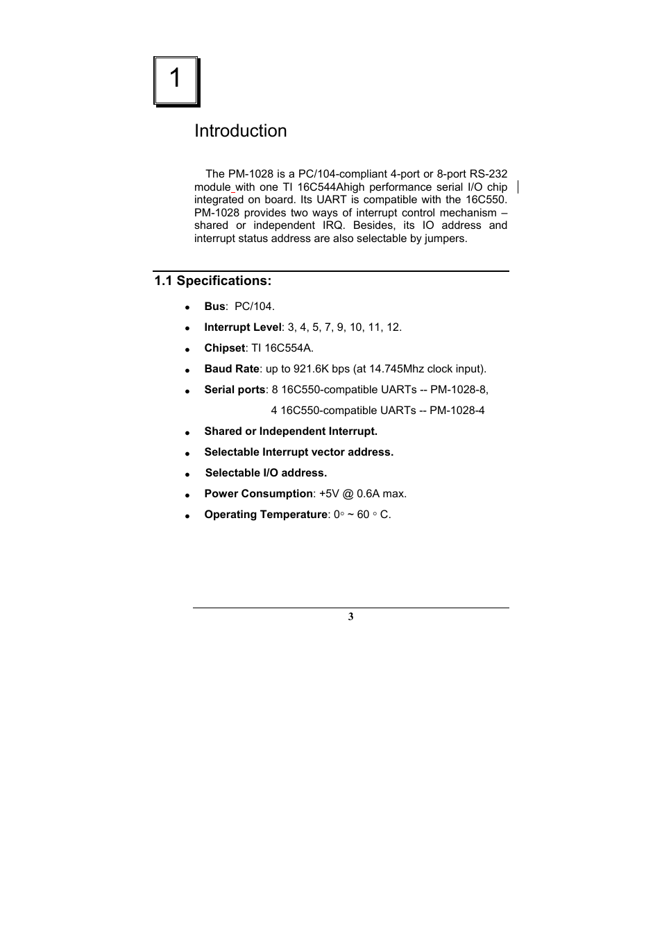 Introduction | IEI Integration PM-1028 User Manual | Page 3 / 26