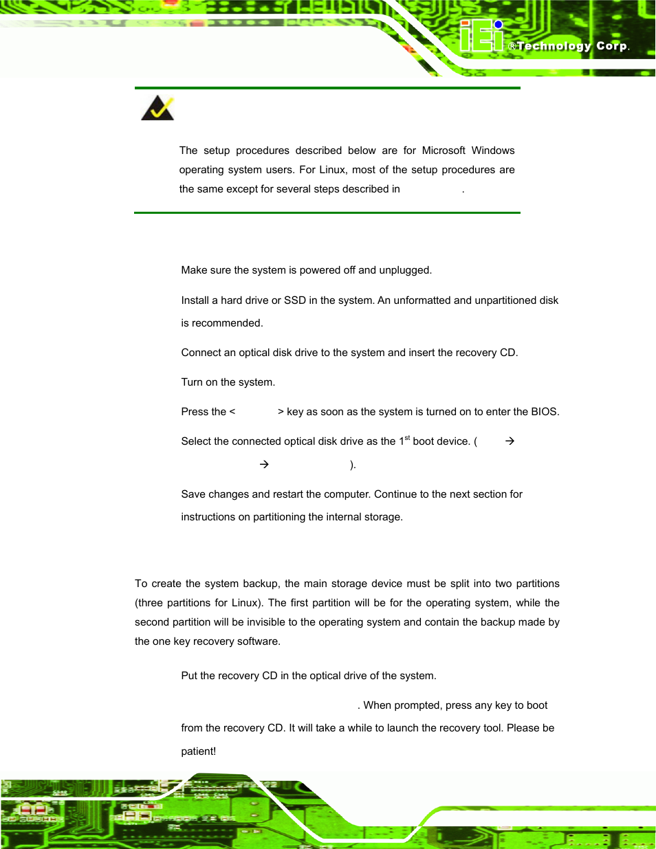 A.2.1 hardware and bios setup, A.2.2 create partitions, A.2.1 ) | Ion a.2.2 ) | IEI Integration ECW-281B_D2550 User Manual | Page 111 / 159