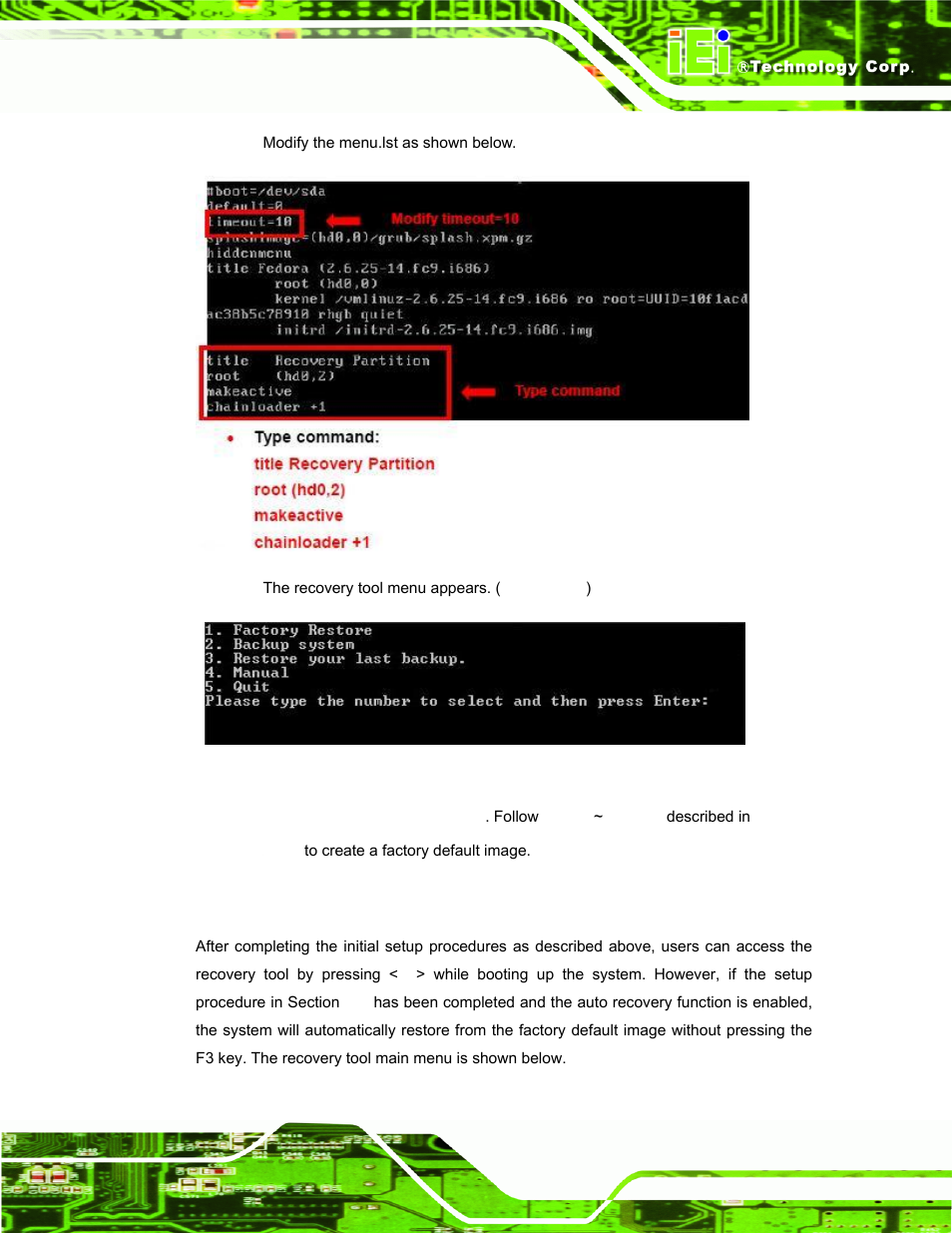 A.5 recovery tool functions, Ecovery, Unctions | Figure a-34: recovery tool menu | IEI Integration ECW-281B_D2550 User Manual | Page 131 / 159