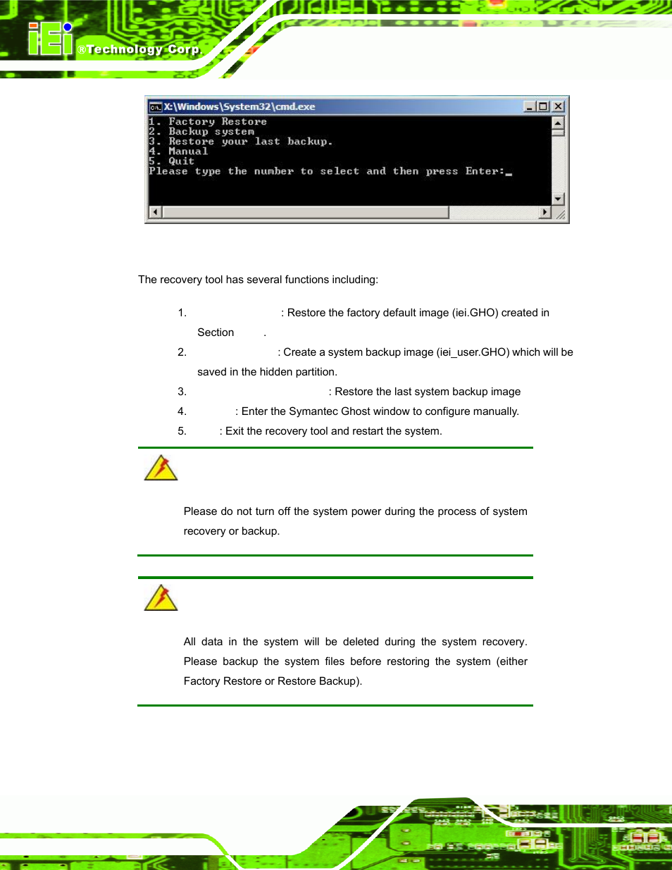 Figure a-35: recovery tool main menu | IEI Integration ECW-281B_D2550 User Manual | Page 132 / 159