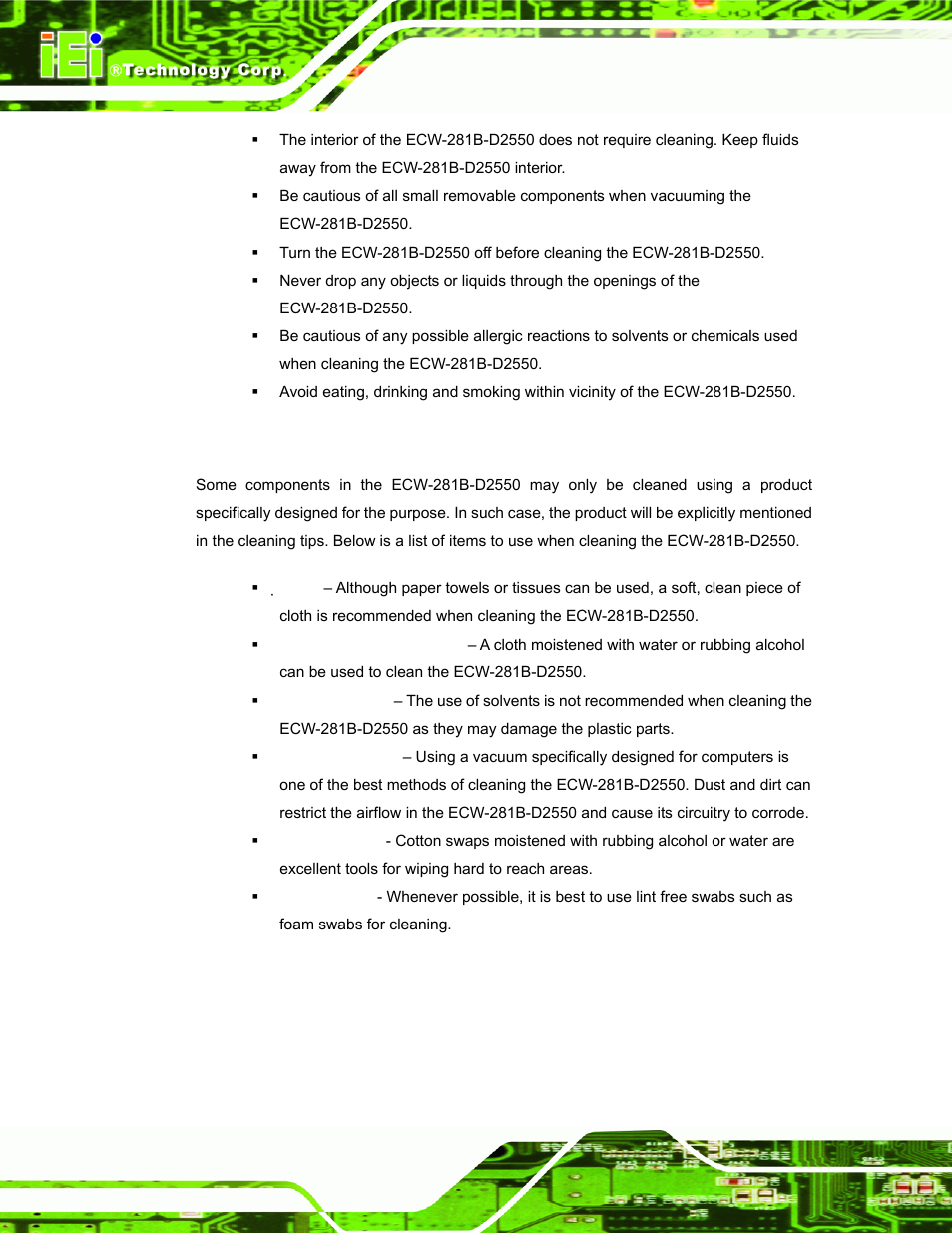 B.2.2 cleaning tools | IEI Integration ECW-281B_D2550 User Manual | Page 152 / 159