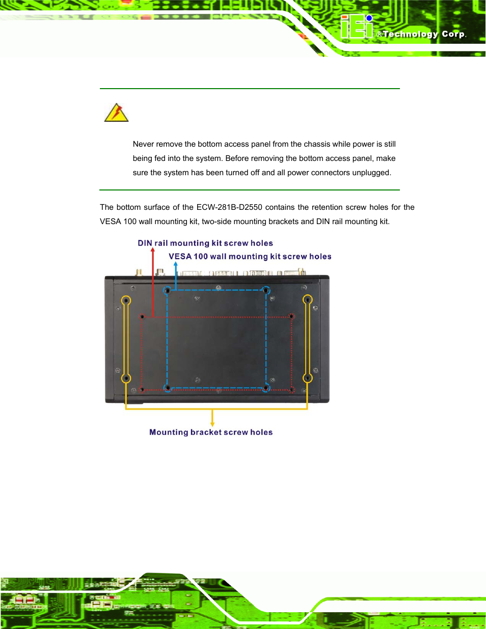3 bottom surface, Figure 1-4: bottom surface | IEI Integration ECW-281B_D2550 User Manual | Page 19 / 159