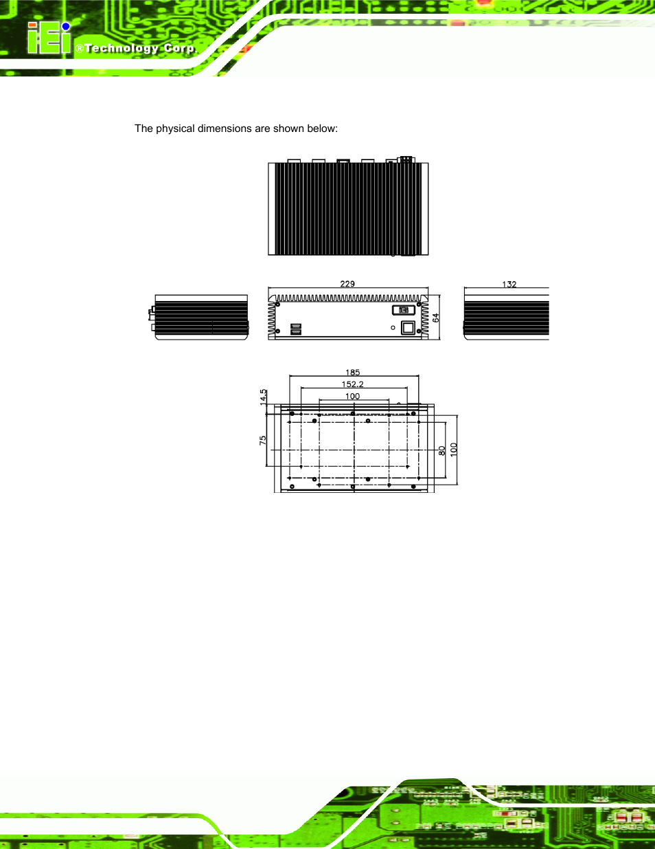 9 dimensions, Imensions, Figure 1-7: physical dimensions (millimeters) | IEI Integration ECW-281B_D2550 User Manual | Page 24 / 159