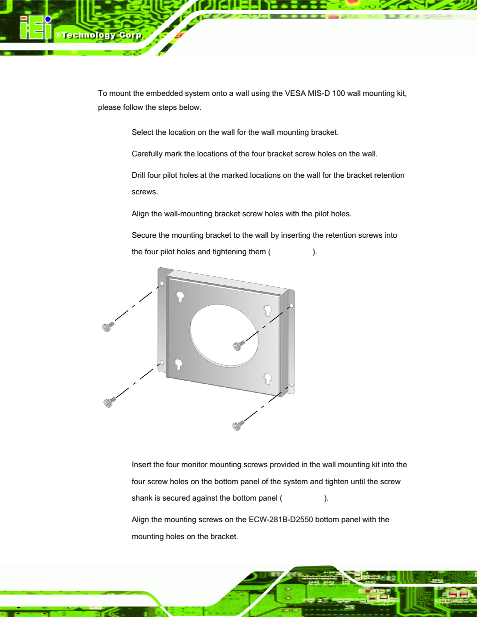 Figure 3-17: wall mounting bracket | IEI Integration ECW-281B_D2550 User Manual | Page 42 / 159