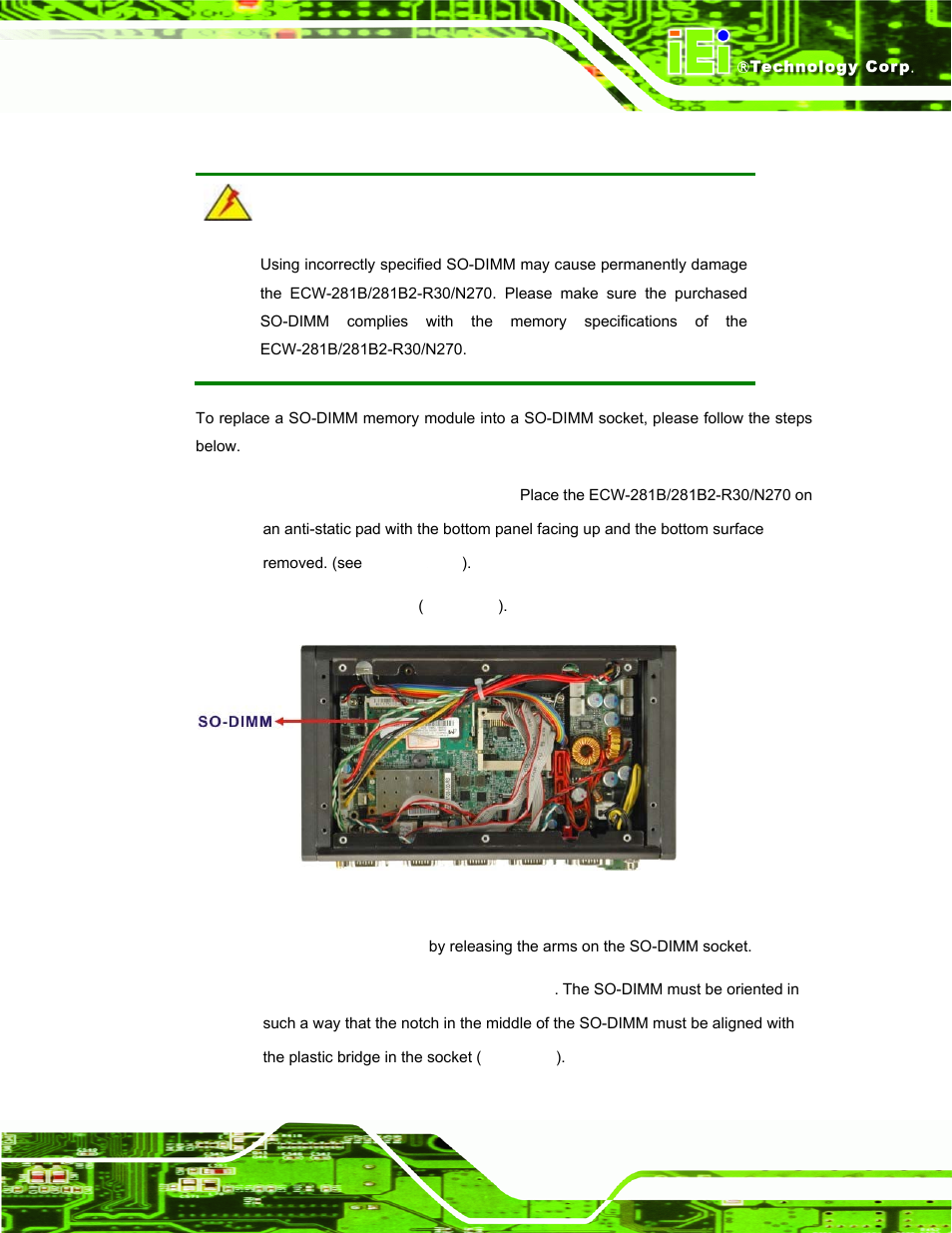 1 so-dimm replacement | IEI Integration ECW-281B-N270-WT v3.01 User Manual | Page 134 / 189