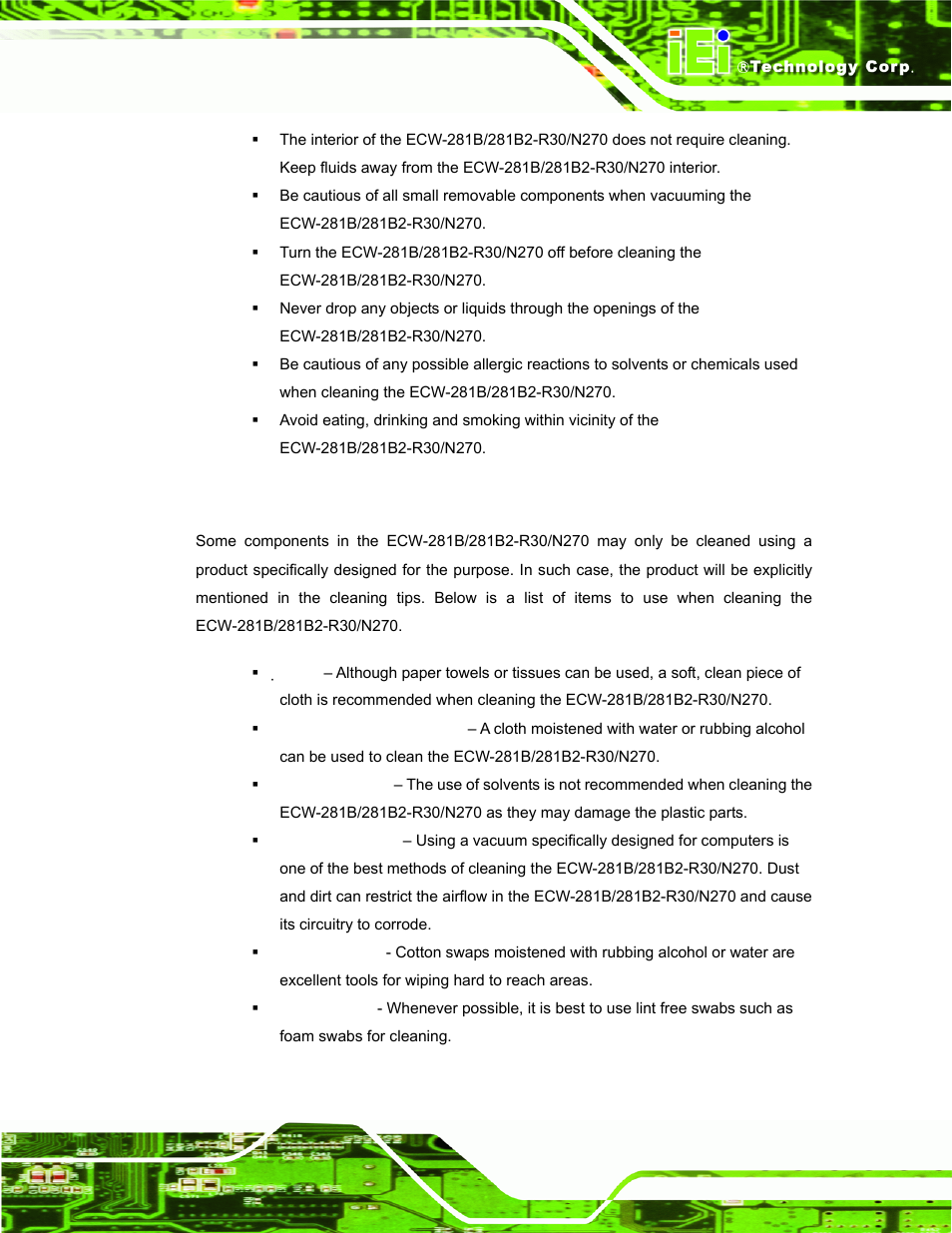 A.2.2 cleaning tools | IEI Integration ECW-281B-N270-WT v3.01 User Manual | Page 140 / 189