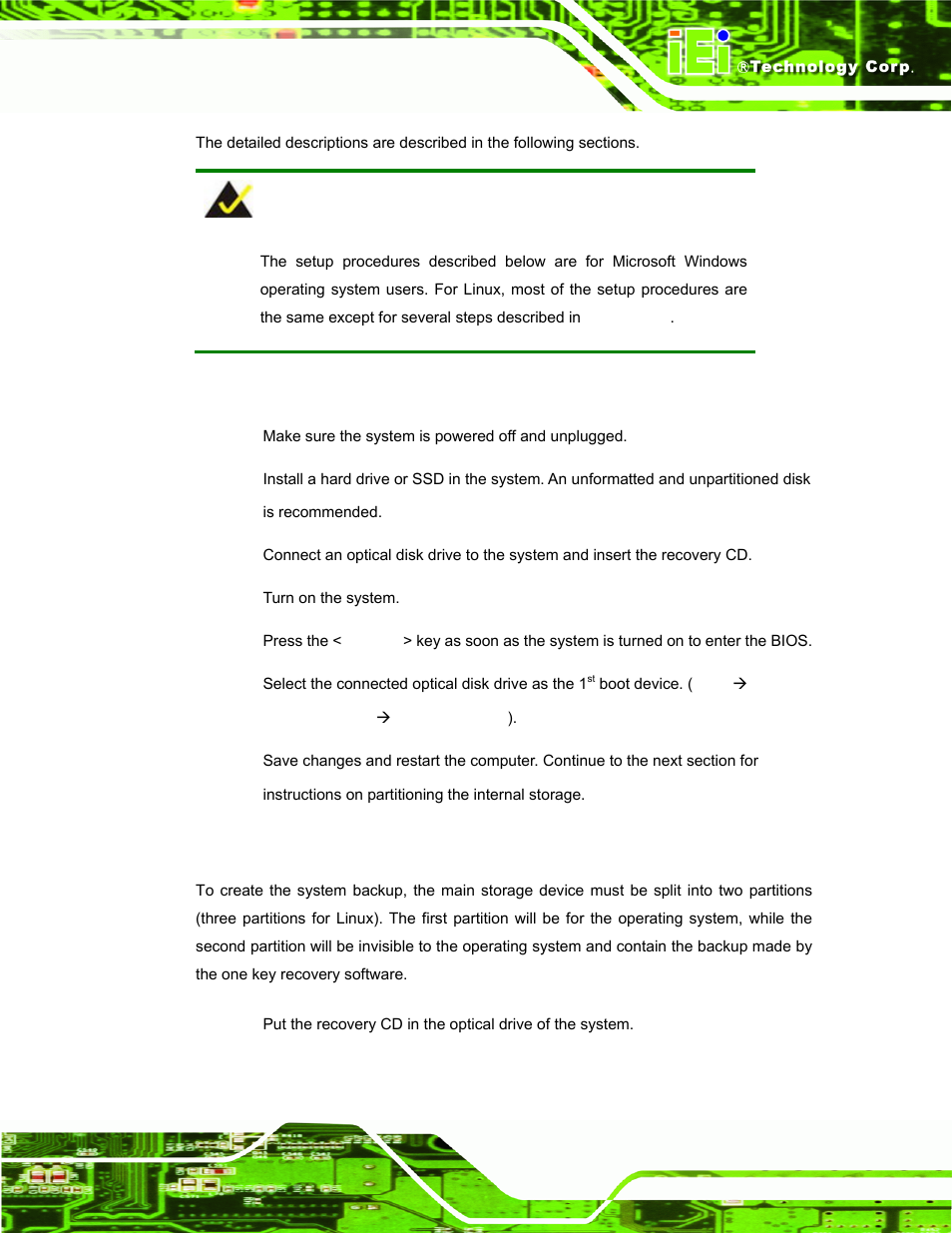 B.2.1 hardware and bios setup, B.2.2 create partitions | IEI Integration ECW-281B-N270-WT v3.01 User Manual | Page 146 / 189