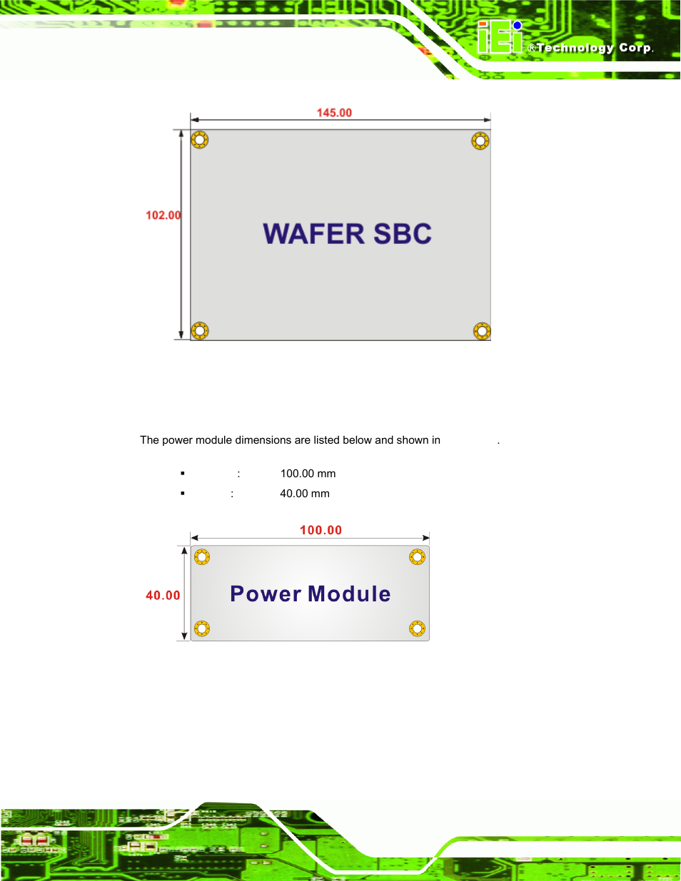 3 power module dimensions | IEI Integration ECW-281B-N270-WT v3.01 User Manual | Page 26 / 189