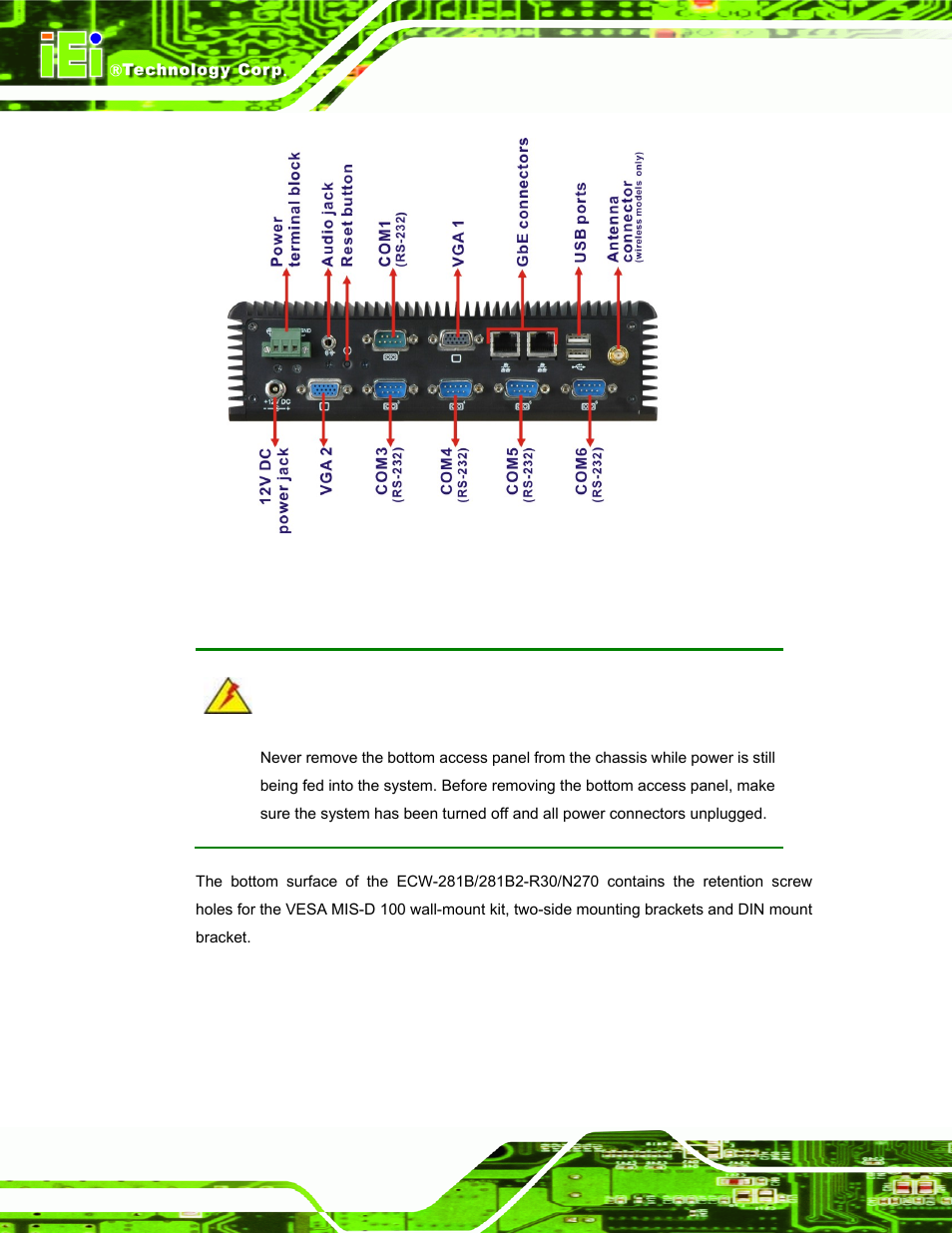 3 bottom surface | IEI Integration ECW-281B-N270-WT v3.01 User Manual | Page 29 / 189