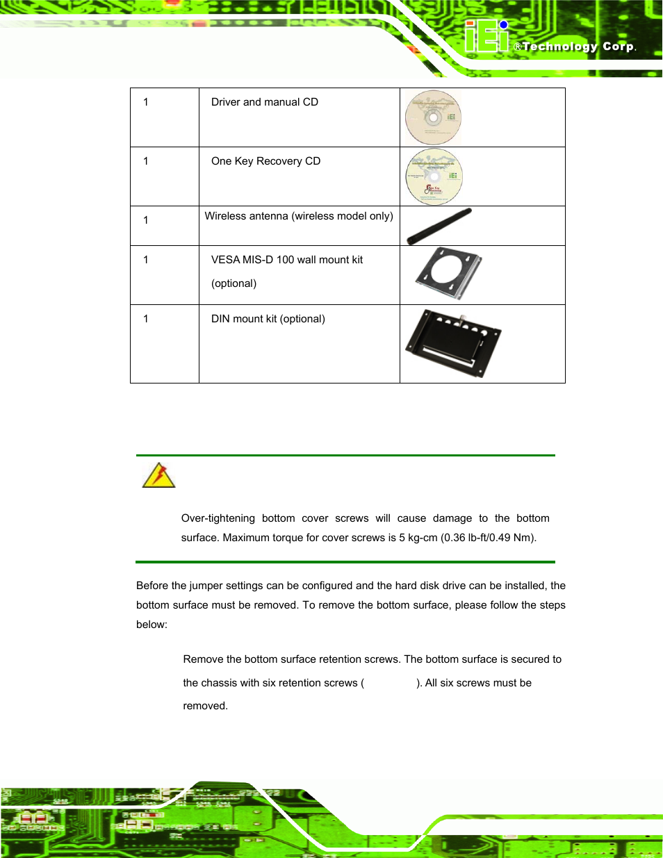 3 bottom surface removal | IEI Integration ECW-281B-N270-WT v3.01 User Manual | Page 60 / 189