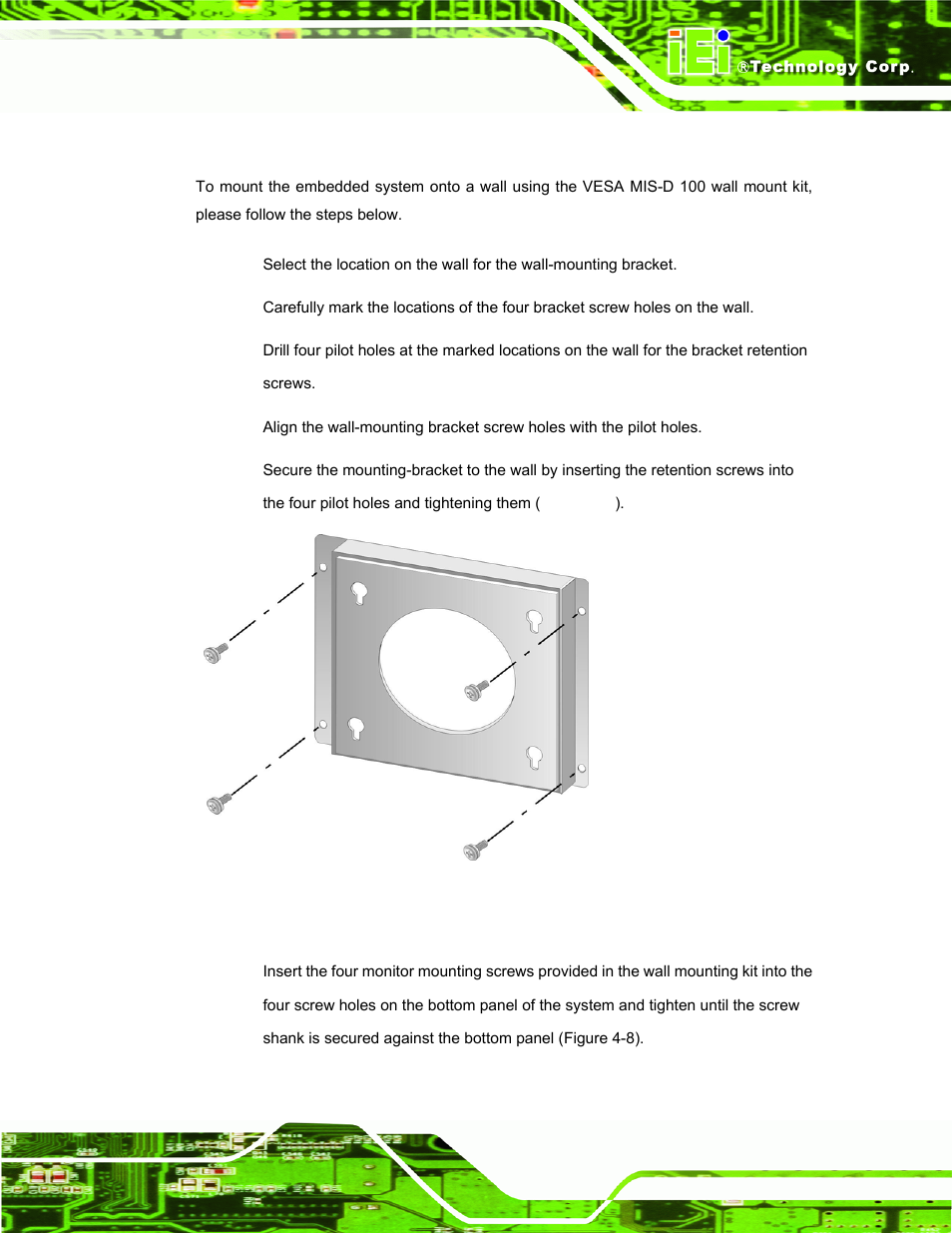 7 mounting the system with wall mount kit | IEI Integration ECW-281B-N270-WT v3.01 User Manual | Page 66 / 189