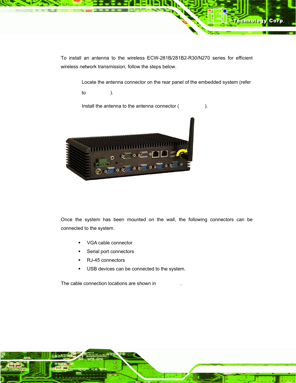 10 cable connections | IEI Integration ECW-281B-N270-WT v3.01 User Manual | Page 70 / 189