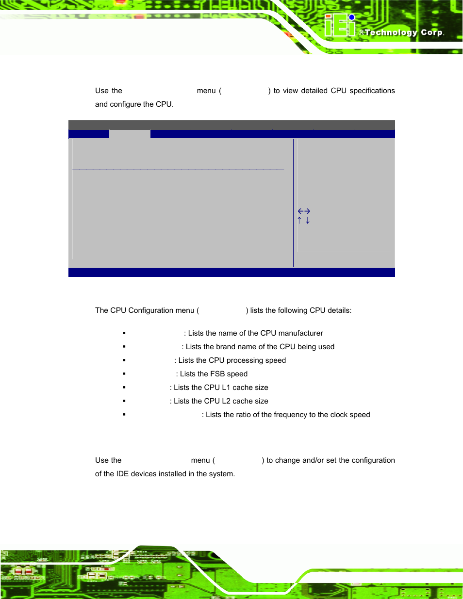 1 cpu configuration, 2 ide configuration | IEI Integration ECW-281B-N270-WT v3.01 User Manual | Page 78 / 189