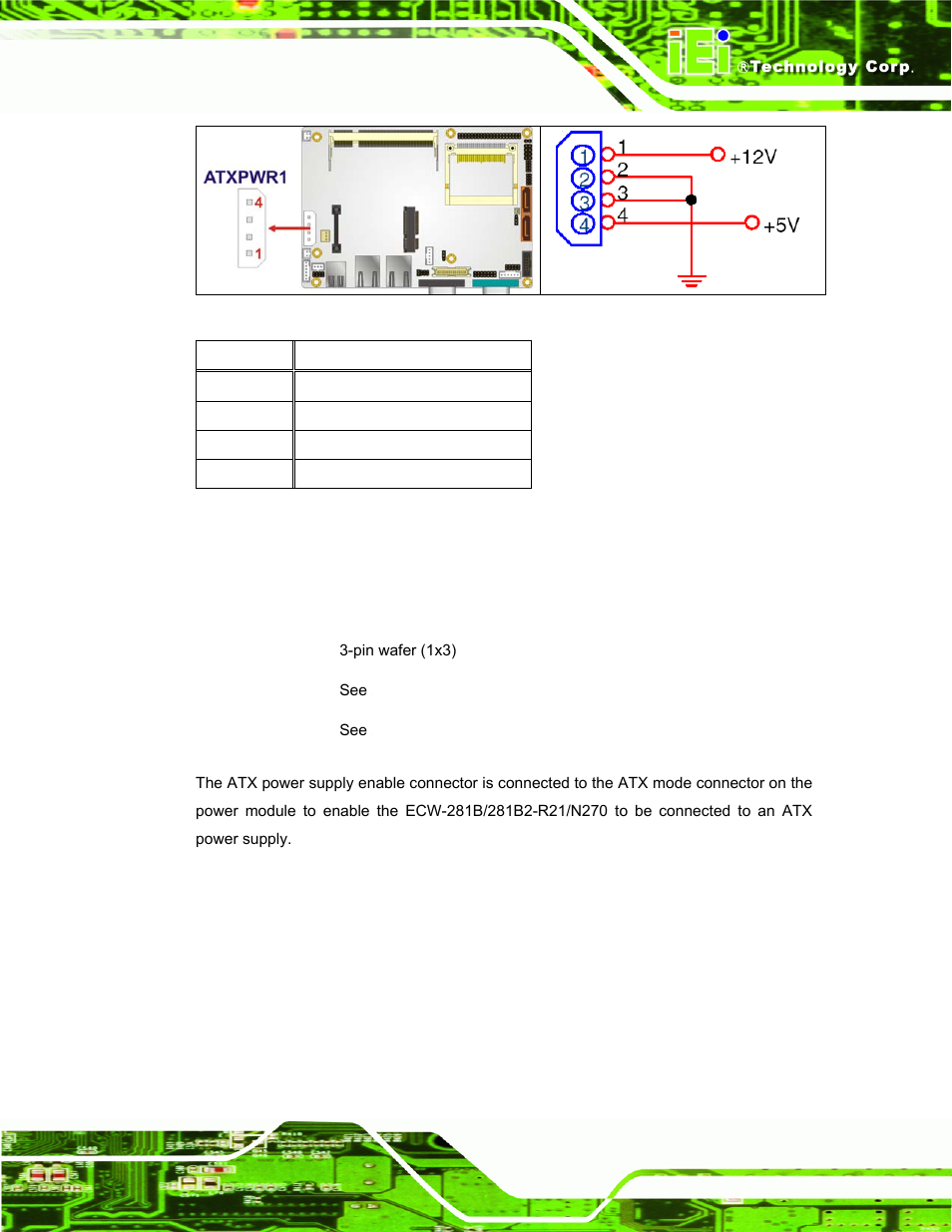 2 atx power supply enable connector | IEI Integration ECW-281B-N270-WT v2.10 User Manual | Page 37 / 179