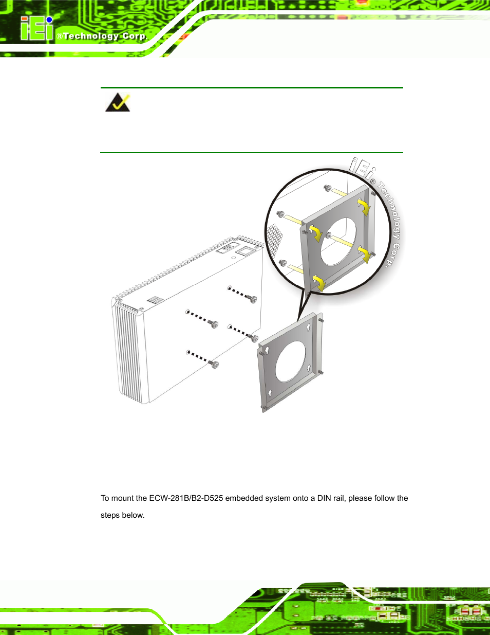 8 din mounting, Figure 4-13: mount the embedded system | IEI Integration ECW-281B_B2-D525 User Manual | Page 57 / 137