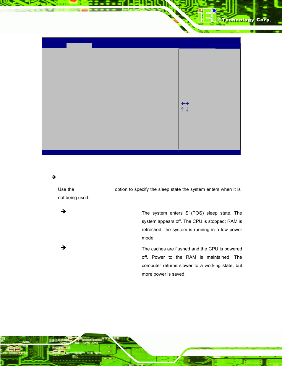 Bios menu 3: acpi configuration | IEI Integration ECW-281B_B2-D525 User Manual | Page 68 / 137