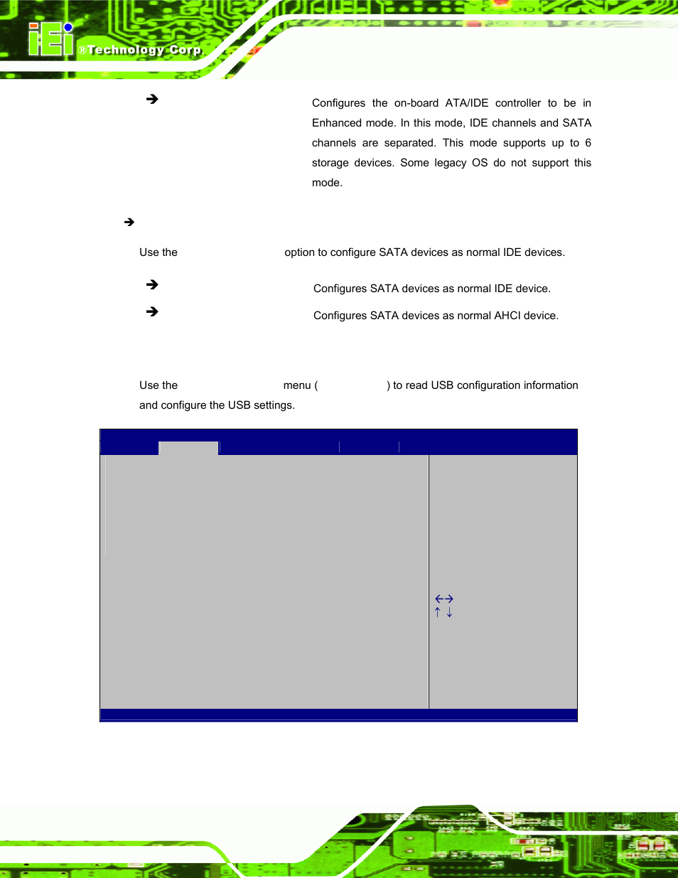 4 usb configuration, Bios menu 6: usb configuration | IEI Integration ECW-281B_B2-D525 User Manual | Page 71 / 137