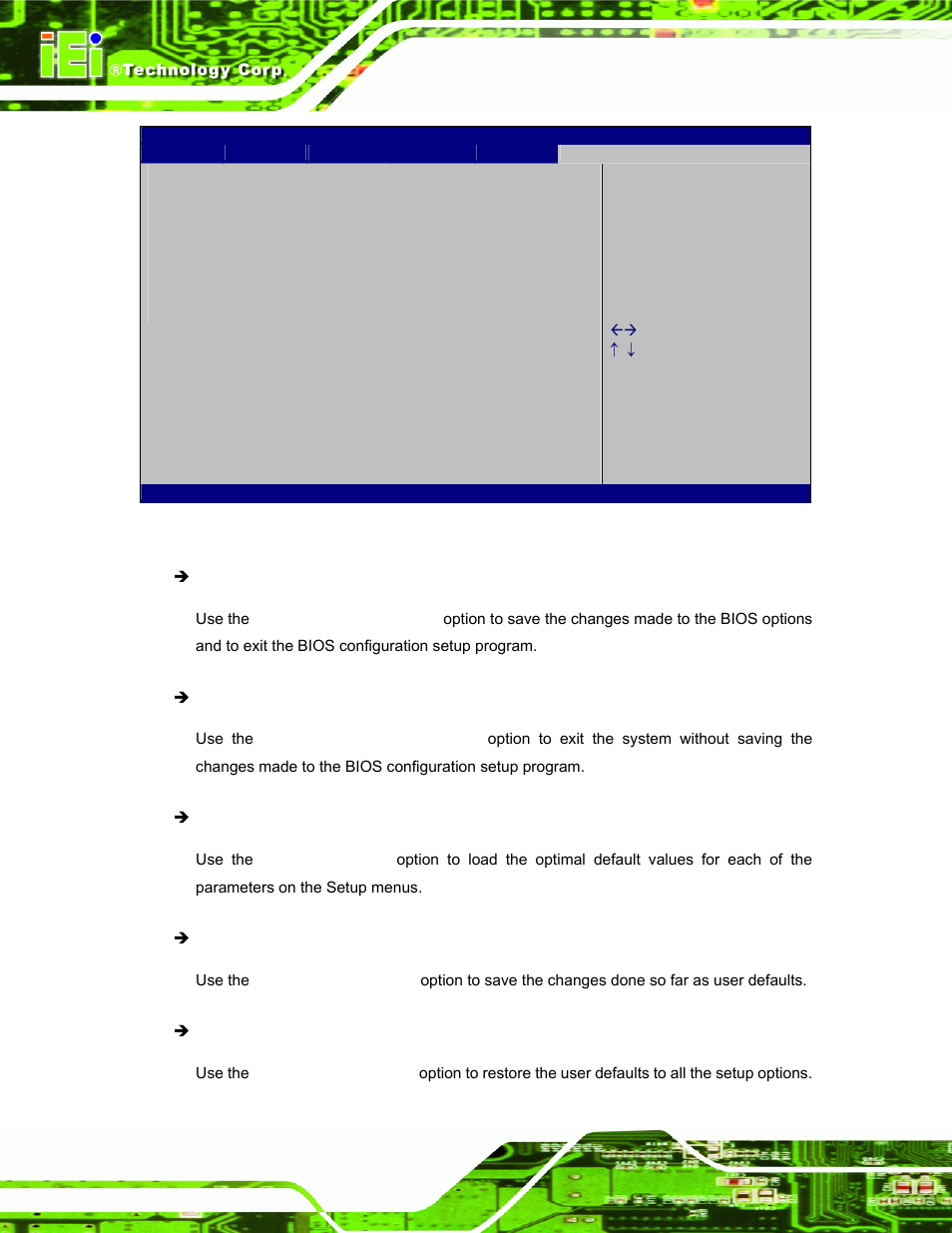 Bios menu 19:exit | IEI Integration ECW-281B_B2-D525 User Manual | Page 91 / 137