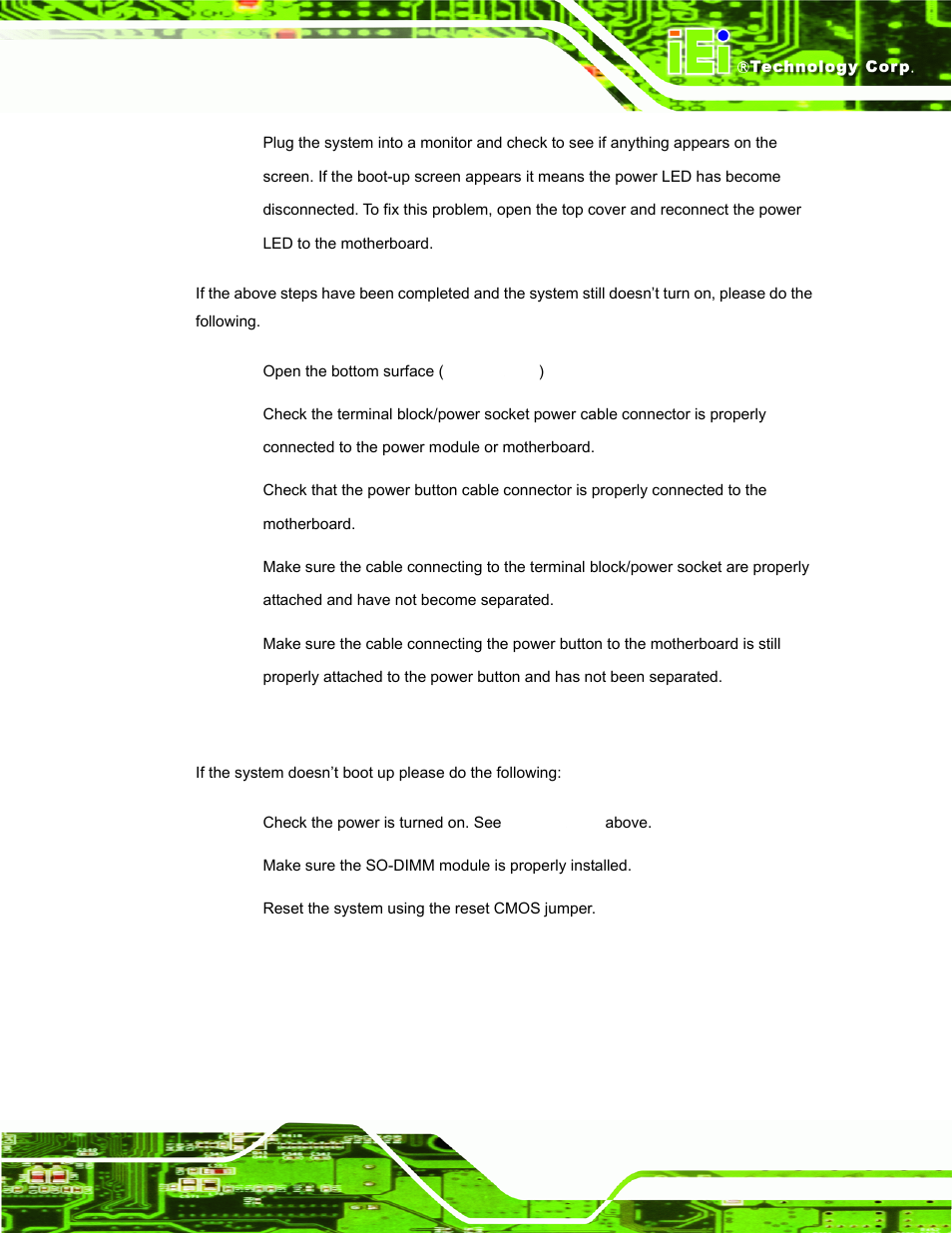 2 the system doesn’t boot up | IEI Integration ECW-281B_B2-D525 User Manual | Page 94 / 137