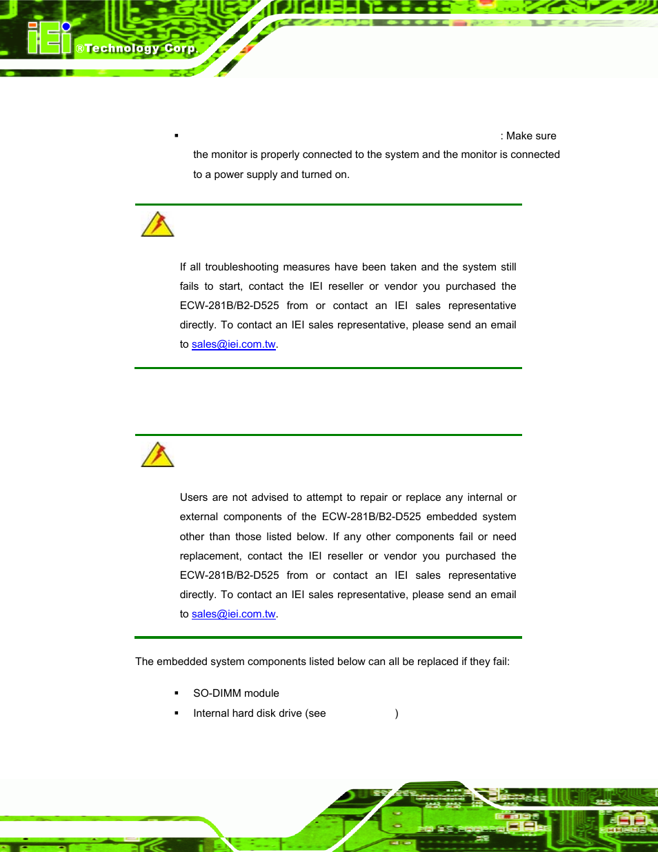 3 more troubleshooting, 3 component replacement procedure, Updated chapter 5: bios | 17 may, 2011, Omponent, Eplacement, Rocedure | IEI Integration ECW-281B_B2-D525 User Manual | Page 95 / 137