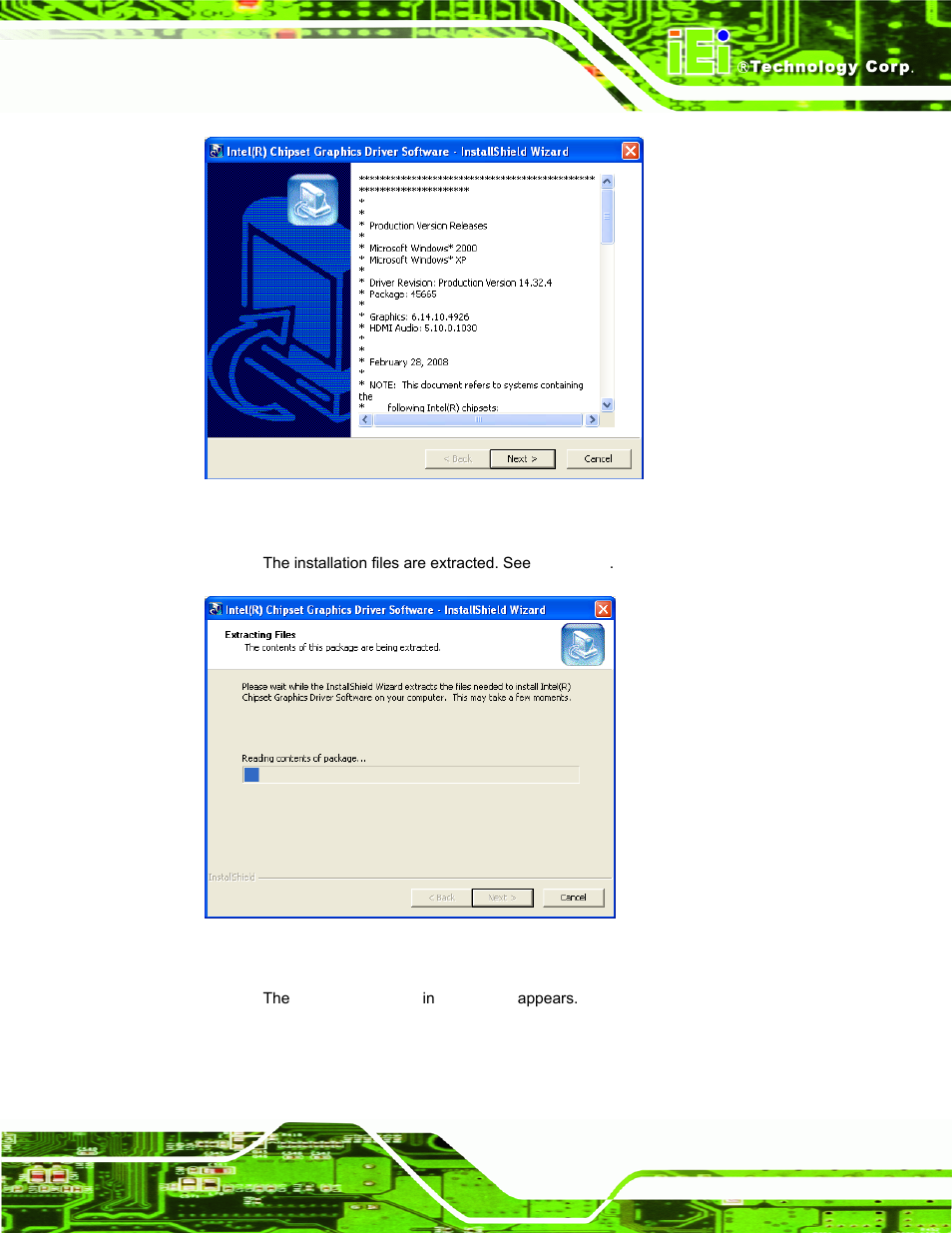 Figure 6-7: vga driver read me file, Figure 6-8: vga driver setup files extracted | IEI Integration IBX-530B-N270 User Manual | Page 101 / 133