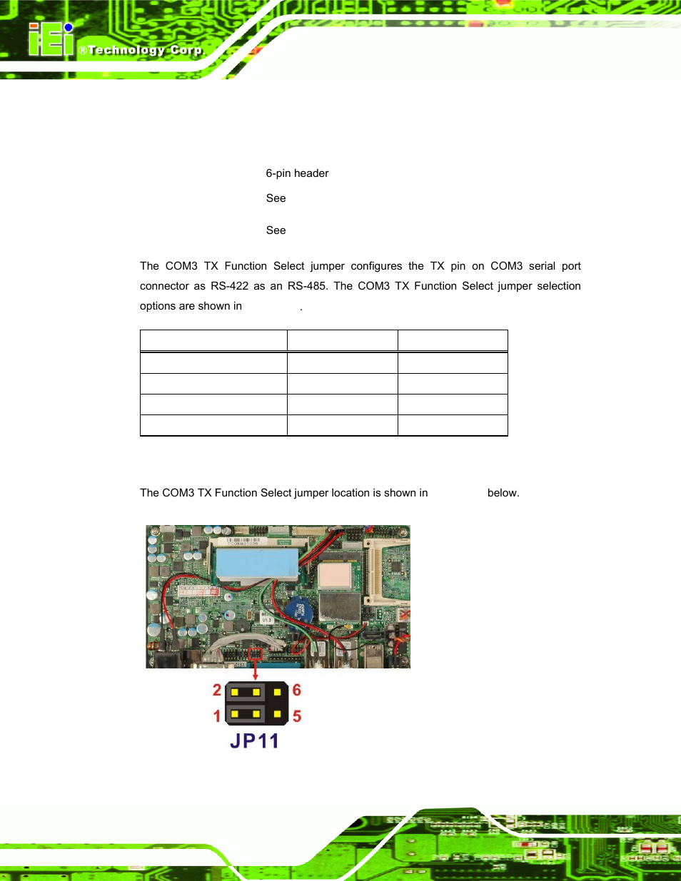 7 com3 tx function select jumper | IEI Integration IBX-530B-N270 User Manual | Page 38 / 133