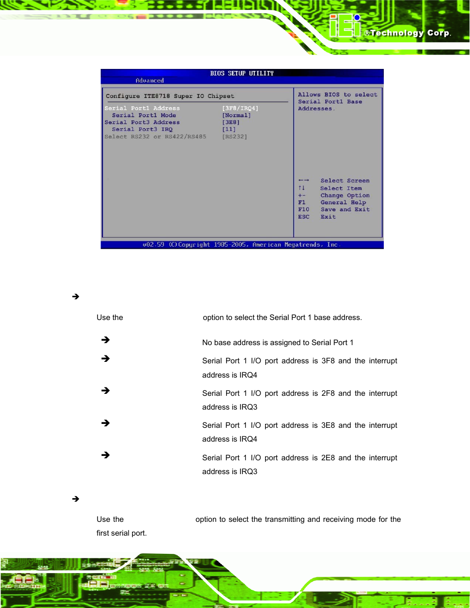 Menu 6: super io configuration | IEI Integration IBX-530B-N270 User Manual | Page 67 / 133