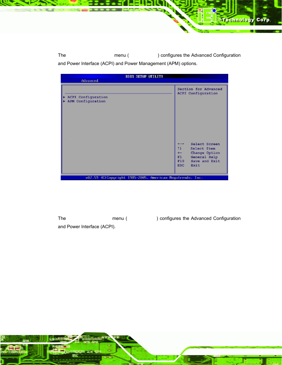 5 power configuration, 1 acpi configuration, Menu 8: power configuration | IEI Integration IBX-530B-N270 User Manual | Page 73 / 133