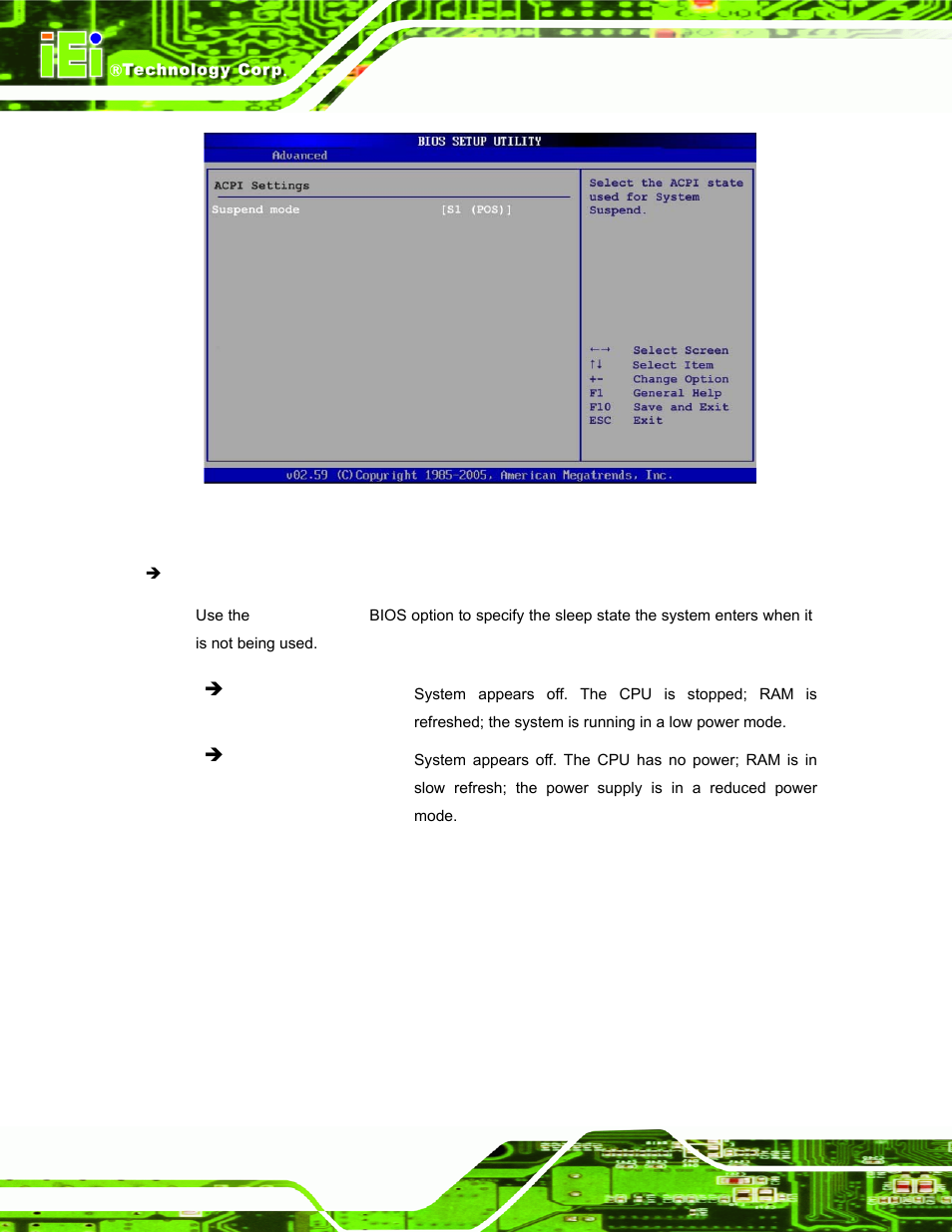 Menu 9: acpi configuration | IEI Integration IBX-530B-N270 User Manual | Page 74 / 133