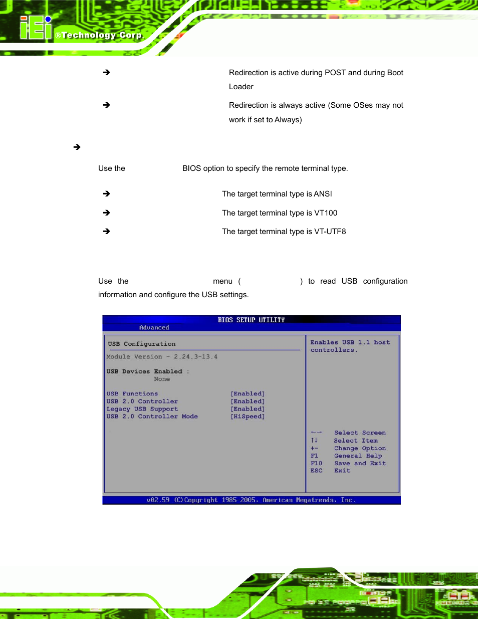 7 usb configuration, Menu 12: usb configuration | IEI Integration IBX-530B-N270 User Manual | Page 80 / 133