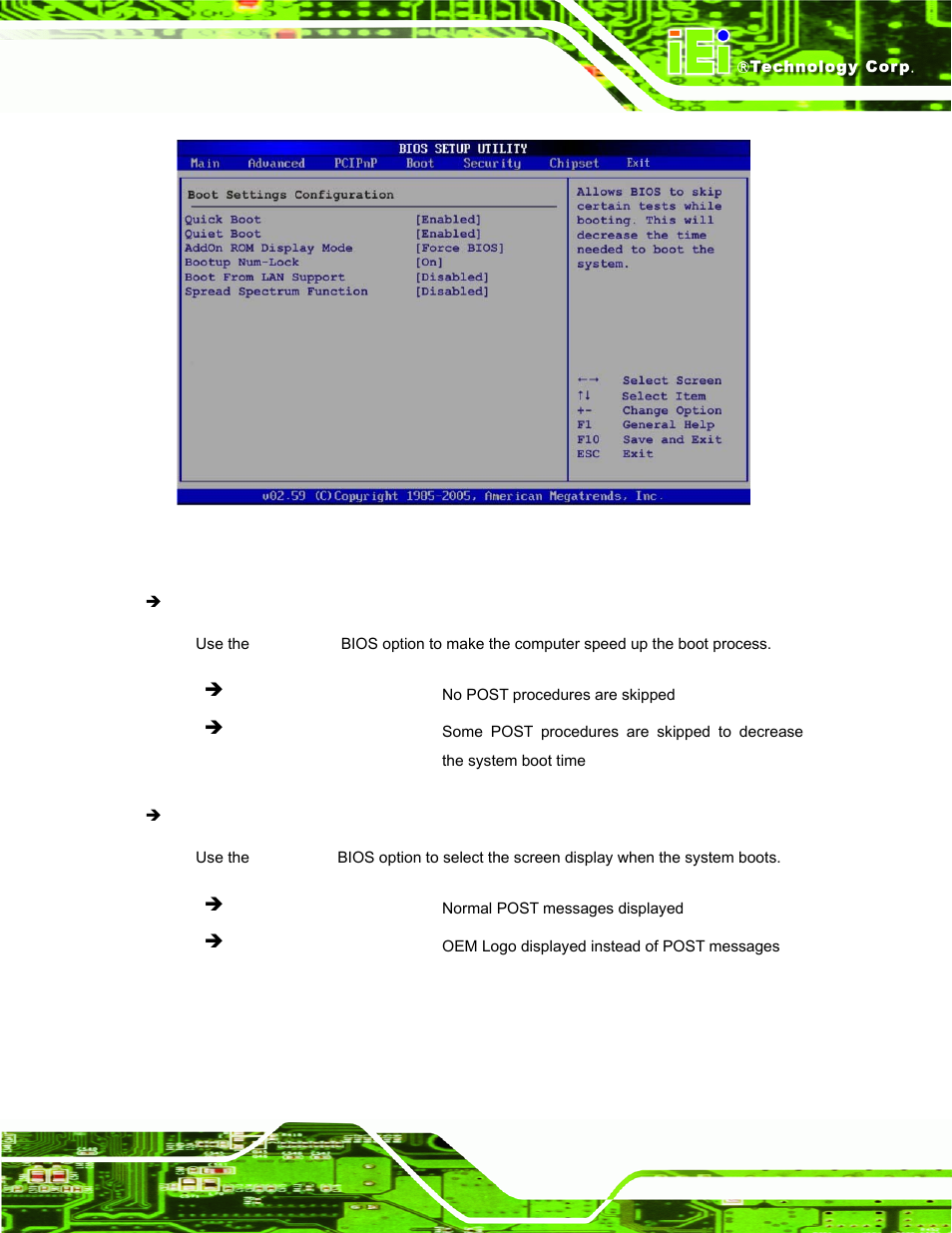 Menu 15: boot settings configuration | IEI Integration IBX-530B-N270 User Manual | Page 85 / 133