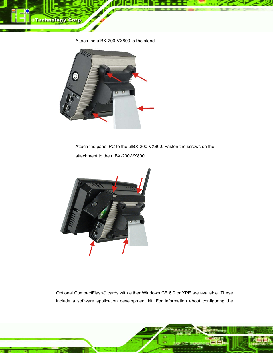 6 software, Oftware, Figure 4–22: system attachment screws | Figure 4–23: slide panel pc onto uibx-200-vx800 | IEI Integration uIBX-200-VX800 v1.04 User Manual | Page 42 / 113